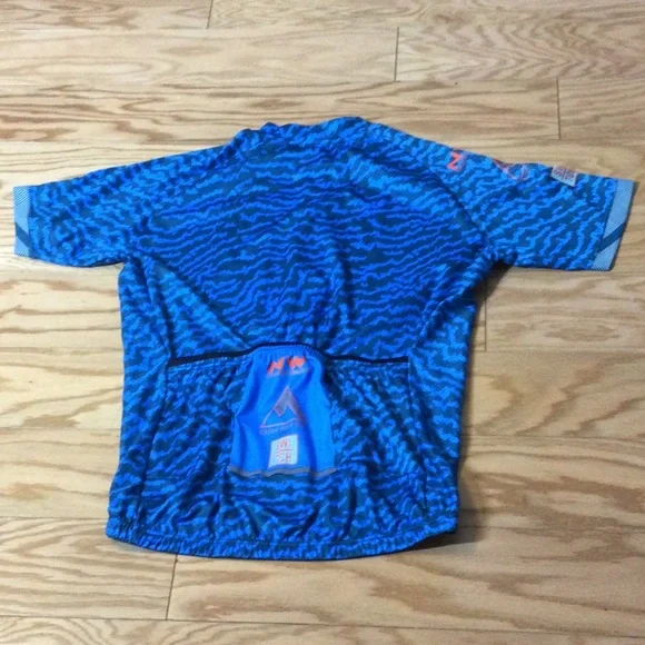 1X NW blue zig zag print full zip cycling jersey - Picture 4 of 16